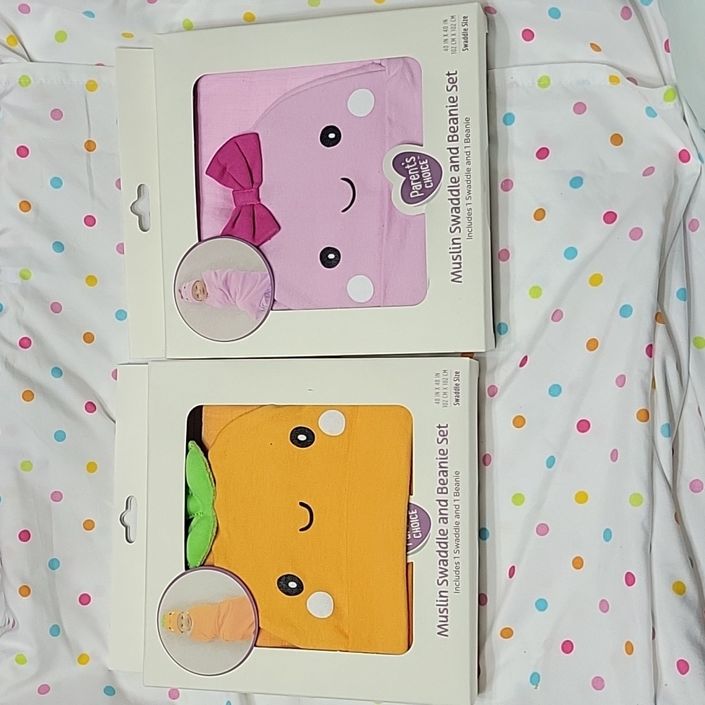 Parents Choice Muslin Swaddle And Beanie Set